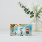 Carte De Visite Couples romantiques de parapluie rouge de tram (Debout devant)