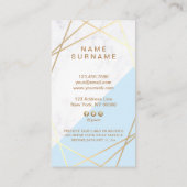 Carte De Visite Coupon bleu marbre d'or géométrique moderne vertic (Dos)