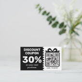 Carte De Visite Coupon de réduction numérique avec logo de code QR (Debout devant)