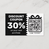 Carte De Visite Coupon de réduction numérique avec logo de code QR (Devant)