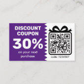 Carte De Visite Coupon de réduction numérique avec logo de code QR (Devant)