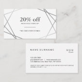 Carte De Visite Coupon d'escompte géométrique Motif d'argent moder (Devant / Derrière)