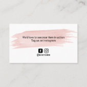 Carte De Visite Coupon d'Merci d'ordre de brosse rose aquarelle (Dos)