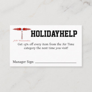 Carte De Visite Coupon HOLIDAYHELP