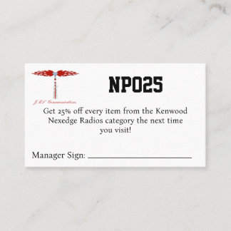 Carte De Visite Coupon NPO25