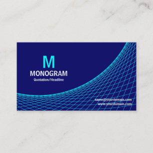 Carte De Visite Courbe - Bleu cyan sur bleu marine foncé