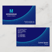 Carte De Visite Courbe - Cyan Blue sur Deep Navy (Devant / Derrière)