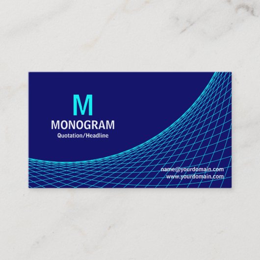 Carte De Visite Courbe - Cyan Blue sur Deep Navy (Devant)
