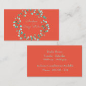 Carte De Visite Courbe florale à aquarelle bleue (Devant / Derrière)