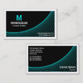 Carte De Visite Courbe II - Cyan sur noir (Devant / Derrière)