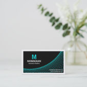Carte De Visite Courbe II - Cyan sur noir (Debout devant)