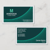 Carte De Visite Courbe II - Turquoise sur Dk Green (Devant / Derrière)