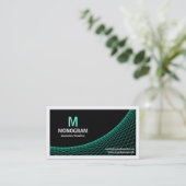 Carte De Visite Courbe II - Turquoise sur Noir (Debout devant)