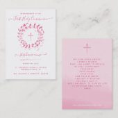 Carte De Visite Courbe rose communion et prière croisée (Devant / Derrière)