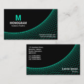 Carte De Visite Courbe - Turquoise sur Noir (Devant / Derrière)