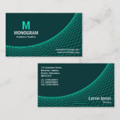 Carte De Visite Courbe - Turquoise sur Vert foncé 003333 (Devant / Derrière)
