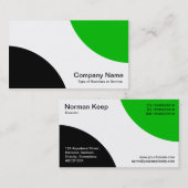 Carte De Visite Courbes alternatives - noir et vert de milieu (Devant / Derrière)