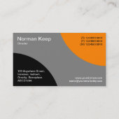 Carte De Visite Courbes alternatives - Noir, gris et orange (Dos)