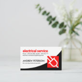 Carte De Visite Courbes noires blanches Bouchon rouge Électricité (Debout devant)