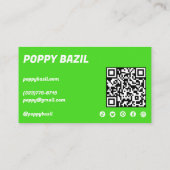 Carte De Visite Courbes simples Commande Merci Lime Code QR social (Dos)