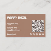 Carte De Visite Courbes simples Ordre Merci social QR Code Mocha (Dos)