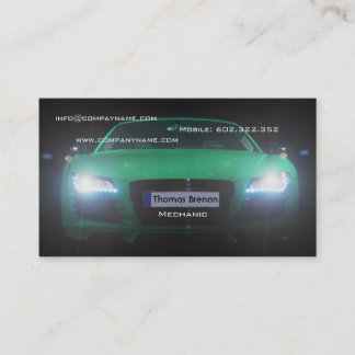 Carte De Visite Coureur vert des véhicules à moteur de lumière de