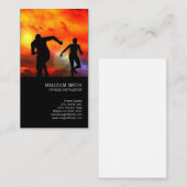Carte De Visite Coureurs D'Instructeur De Fitness Au Coucher Du So (Devant / Derrière)