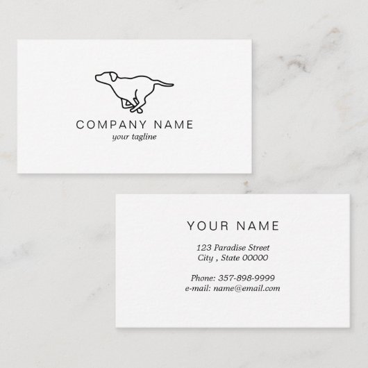 Carte De Visite Courir un chien | Chien minimal (Devant / Derrière)