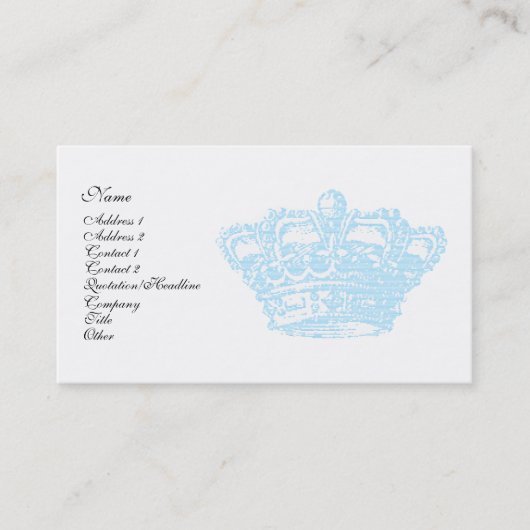 Carte De Visite Couronne bleue (Devant)