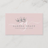 Carte De Visite Couronne d'argent rose (Devant)
