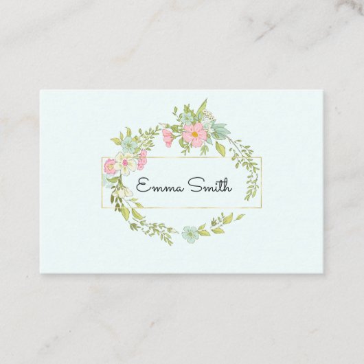 Carte De Visite Couronne de fleurs élégante (Devant)