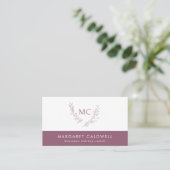Carte De Visite Couronne de monogramme pourpre pourpre (Debout devant)
