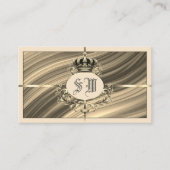 Carte De Visite Couronne d'or Beige Royal de luxe avec Monogramme (Devant)