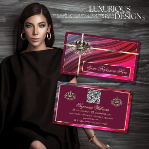 Carte De Visite Couronne d'or de Bourgogne royale rose avec code Q