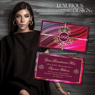 Carte De Visite Couronne d'or rose bordeaux avec logo Noble