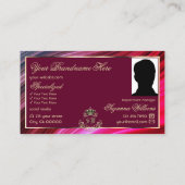 Carte De Visite Couronne d'or rose bordeaux avec Monogramme Photo (Dos)