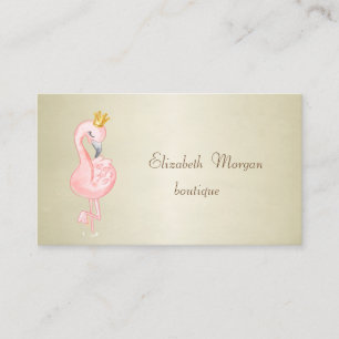 Carte De Visite Couronne Élégante et Stylée de Flamant Rose Profes