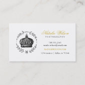 Carte De Visite Couronne élégante noire et or (Devant)