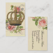 Carte De Visite Couronne et roses (Devant / Derrière)