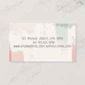 Carte De Visite Couronne Flamant rose rose, Aquarelle Brush Strot (Dos)