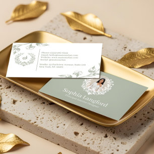 Carte De Visite Couronne florale élégante Luxe Photo sophistiquée