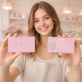 Carte De Visite Couronne monogramme rose poussiéreuse code QR mode