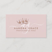 Carte De Visite Couronne rose or (Devant)