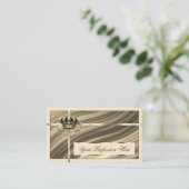 Carte De Visite Couronne royale d'or beige de luxe avec QR Code No (Debout devant)