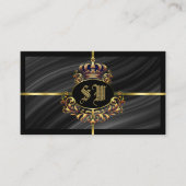 Carte De Visite Couronne royale d'or noir de luxe avec Monogramme  (Devant)