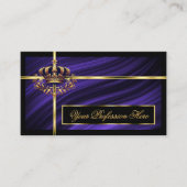 Carte De Visite Couronne royale opulente bleue et or avec QR Code (Devant)