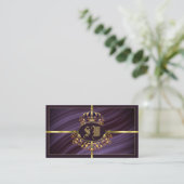 Carte De Visite Couronne royale violet or avec Monogramme Photo (Debout devant)