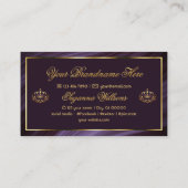 Carte De Visite Couronne royale violette avec monogramme Noble (Dos)