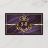 Carte De Visite Couronne royale violette avec monogramme Noble (Devant)