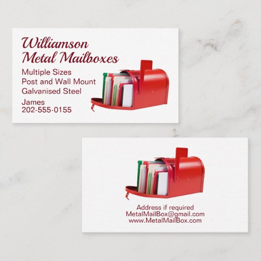 Carte De Visite Courrier postal (Devant / Derrière)